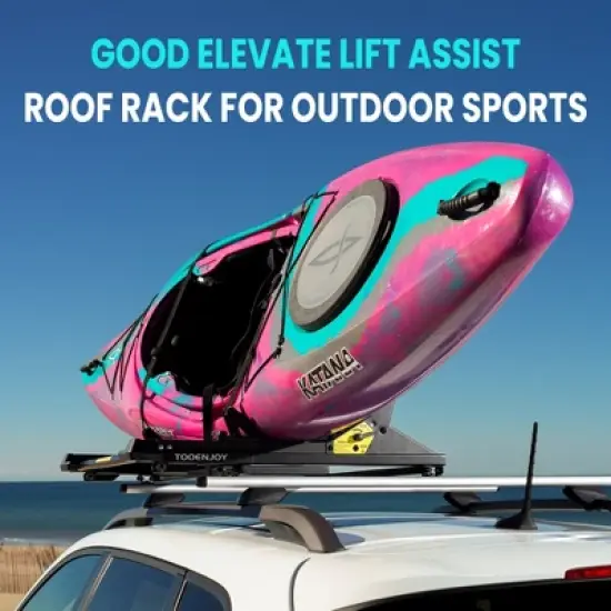 TOOENJOY Heavy-Duty Kayak Lift Assist Roof Rack, 100 LBS Capacity Kayak Canoe Rooftop Loader, Elevating Assist System for Easy Loading image {1}
