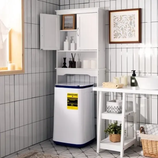 Costway Over The Toilet Storage Cabinet Bathroom Organizer w/ Adjustable Shelf image {2}