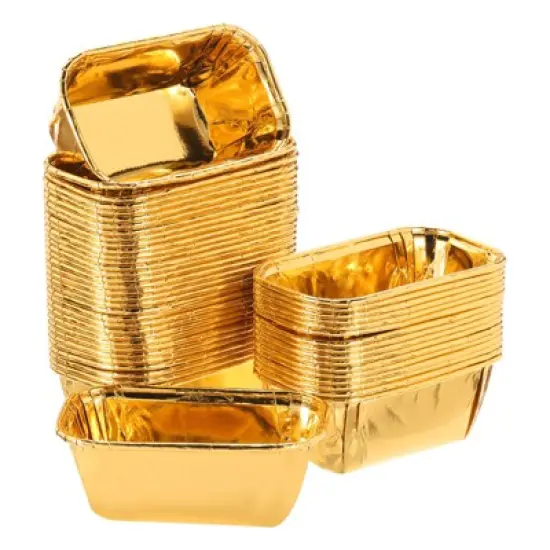 Unique Bargains Greaseproof Single-sided Aluminum Foil Cupcake Liners for Party 50 Pcs image {9}