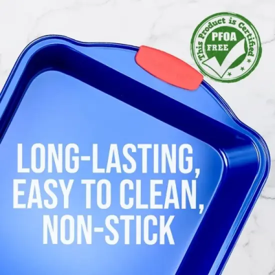 NutriChef 11&rdquo; Non Stick Loaf Baking Pan, Deluxe Gray Carbon Steel Pan with Red Silicone Handles image {2}