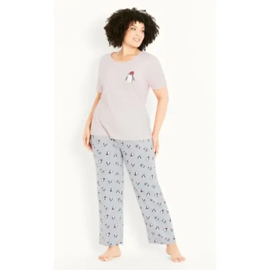 Women's Plus Size Penguin Sleep Set - pink | EVANS image {1}