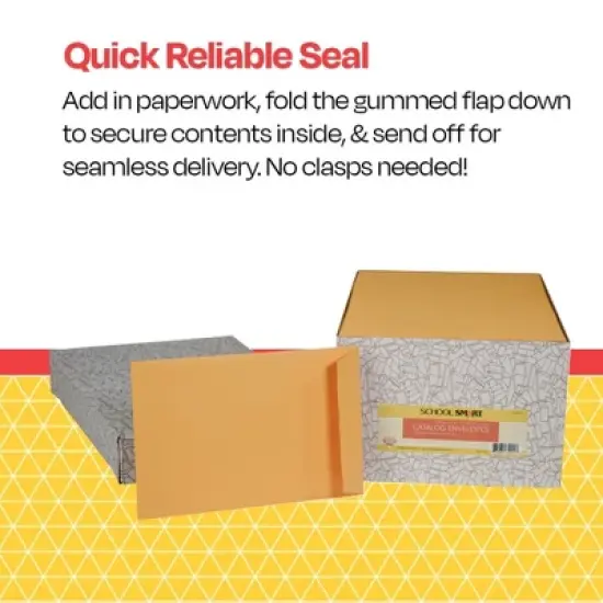 School Smart No Clasp Envelopes with Gummed Flap, 6 x 9 Inches, Kraft Brown, Pack of 500 image {3}