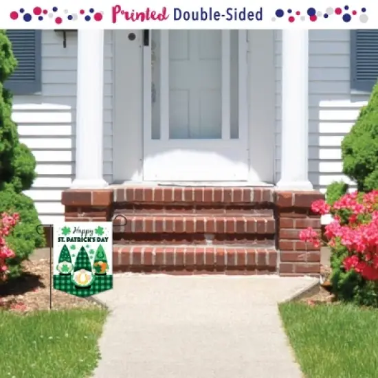 Big Dot of Happiness Irish Gnomes - Outdoor Home Decorations - Double-Sided St. Patrick's Day Party Garden Flag - 12 x 15.25 inches image {1}