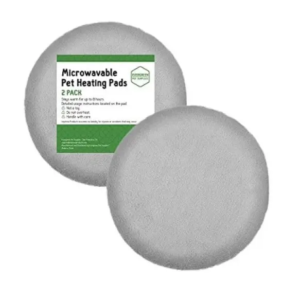 Evergreen Pet Supplies [2 Pack] 9" Round Microwave Pet Heating Pad for Hours of Soothing Warmth - Easy Clean Warming Disc with Washable Cover image {7}