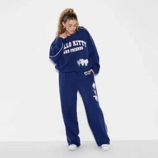 Women's Hello Kitty & Friends Graphic Pants - Navy Blue image {4}
