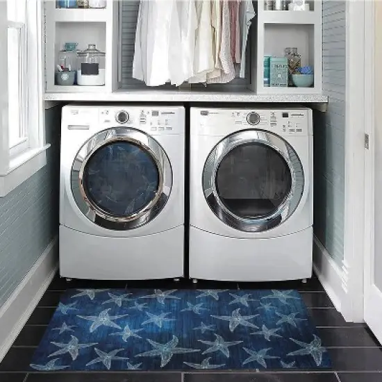 Caspian Washable Outdoor Rug Blue/Light Blue - Linon image {8}