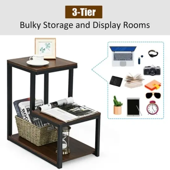Costway 3-Tier End Table Side Table Night Stand W/ Storage Shelf for Living Room image {4}