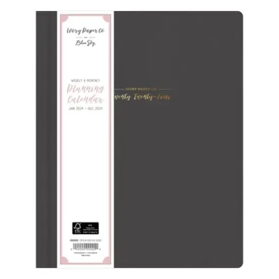 Ivory Paper Co 2024 Planner 10"x8" Weekly/Monthly Bookbound Black image {2}