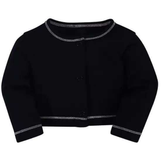 Touched by Nature Baby and Toddler Girl Organic Cotton Dress and Cardigan 2pc Set, Black Fair Isle image {2}