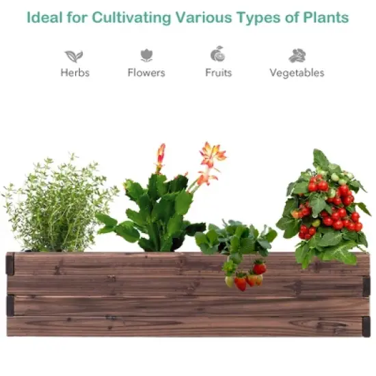 Costway Wooden Raised Garden Bed Kit - Elevated Planter Box For Growing Herbs Vegetable image {6}