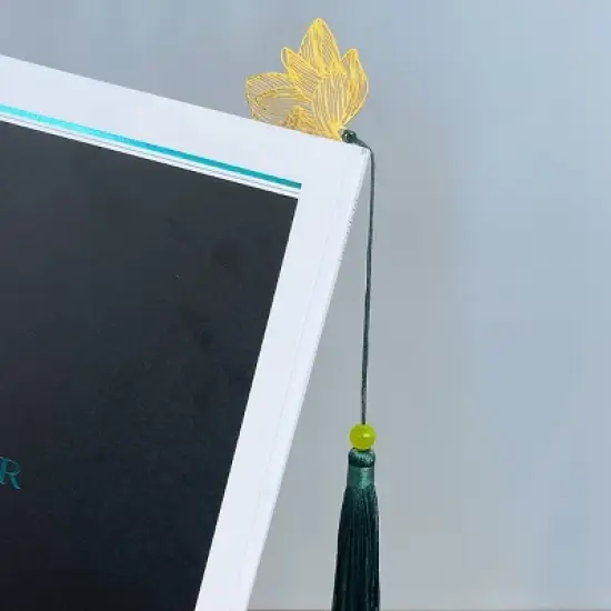 Wrapables Metallic Bookmark with Tassel for Book Lovers & Readers (Set of 2), Lotus & Clover image {11}