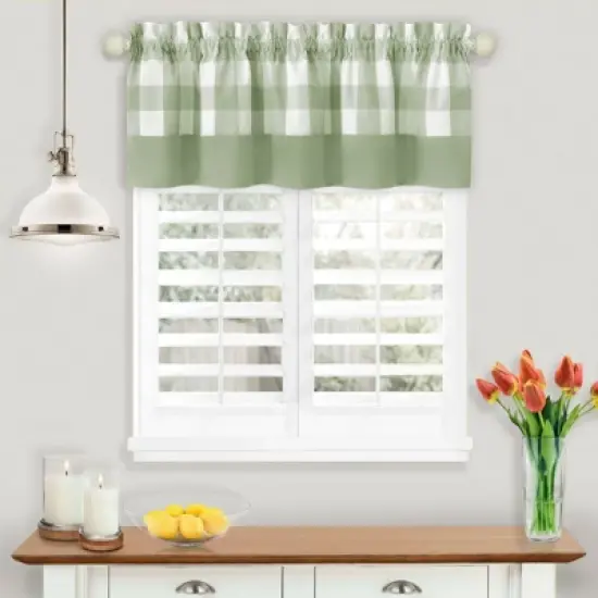 Kate Aurora Modern Farmhouse Buffalo Plaid Checkered Rod Pocket Window Valance image {5}