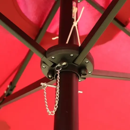 Gulches 15*9ft Large Double,Sided Rectangular Outdoor Twin Patio Market Umbrella with light and base,red image {4}