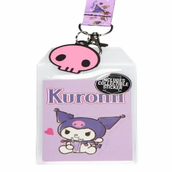 Kuromi ID Badge Holder Lanyard w/ Rubber Pendant and Collectible Sticker image {1}