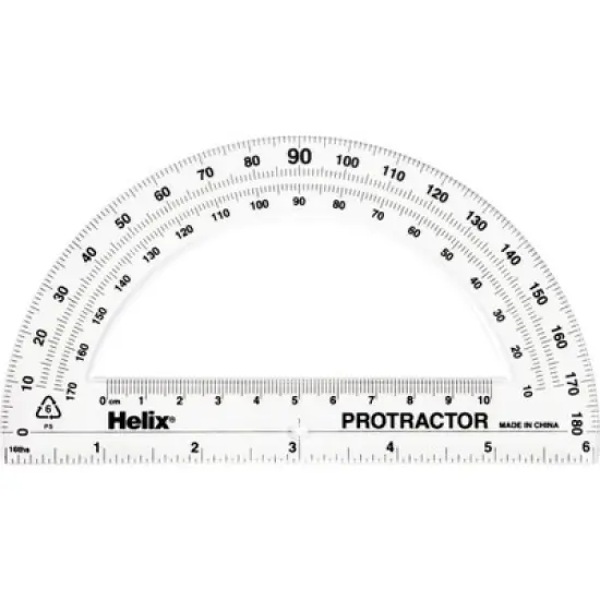 Helix 180 Degree Standard Protractor, 6", Pack of 25 image {1}