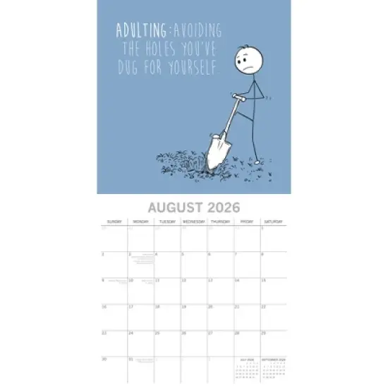 2026 Square Wall Calendar, The Scary Reality of Adulting, 16-Month Funny Corner Theme with 180 Stickers (12x12 In) image {2}