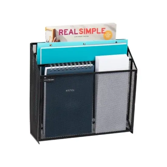 Mind Reader Vertical File Storage, Desktop Organizer, Wall Mount, Office, Metal Mesh, 12.5"L x 3.75"W x 11.5"H, Black image {5}