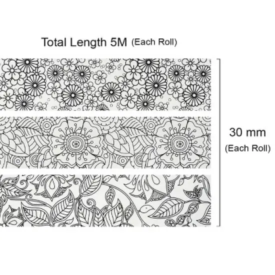 Wrapables Coloring Washi Masking Tape, 30mm x 5M, Set of 3 image {3}