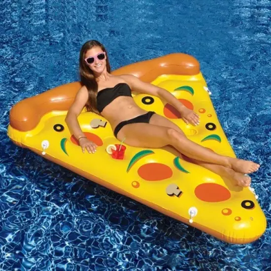 Swimline 72" Inflatable Pizza Slice Novelty Swimming Pool Float Raft - Yellow/Orange image {2}