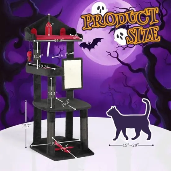 Karl Home 49 inch Gothic Majesty 4-Tier Halloween Cat Tree image {6}