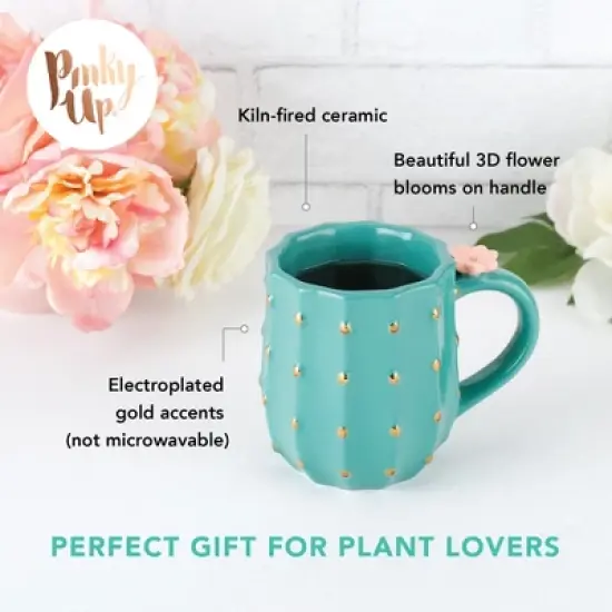Pinky Up Cactus Mug, Tea Cup, Cactus coffee cup, Ceramic Mug, Coffee & Tea Accessories, Cute Succulent Mugs, 10oz, set of 1 image {10}