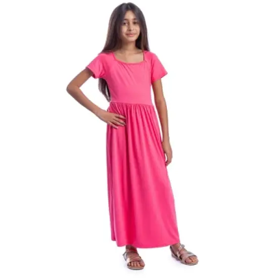 24seven Comfort Apparel Girls Short Sleeve Pleated Maxi Dress image {3}