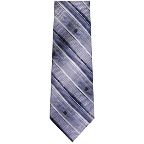 TheDapperTie Men's Lavender, Black And White Stripes Necktie with Hanky image {1}