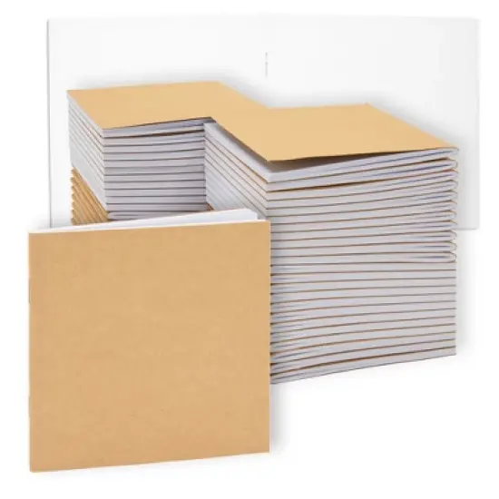 Paper Junkie 48 Pack Mini Blank Books, Bulk Kraft Paper Sketch Pads for Classroom, Party Favors, Journals for Kids, 24 Sheets, 4x4" image {9}