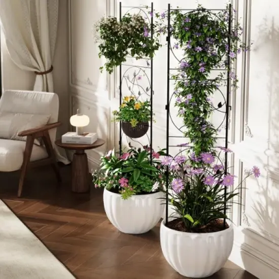 Black Metal Trellis for Climbing Plants - Heavy Duty Rustproof Garden Trellis for Roses, Vines & Vegetables - Indoor/Outdoor Plant Support image {2}