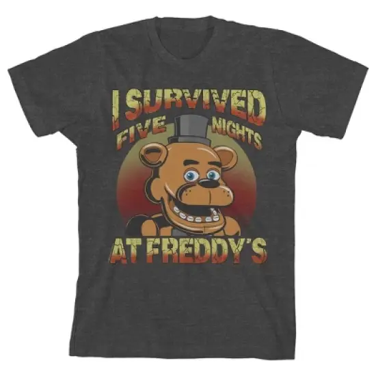 Five Nights at Freddy's Freddy Fazbear I survived Boy's Charcoal Heather T-shirt image {7}
