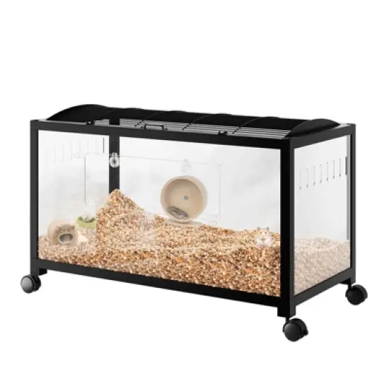 Small Animal Cage with Plastic and Metal Mouse Cage, Wheels for Easy Mobility, Large Habitat, Easy to Assemble, Suitable for Dwarf Syrian Hamsters image {7}