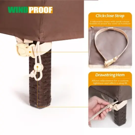 2025 Edition Waterproof Outdoor Patio Stackable Chair Cover - Beige+Coffee image {4}