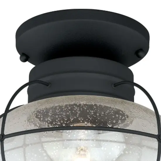 VAXCEL Chatham Black Coastal Globe Outdoor Flush Mount Ceiling Light Clear Glass image {7}