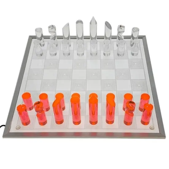 OnDisplay 3D Luxe Acrylic Fire & Ice LED Light Glowing Chess Set image {3}
