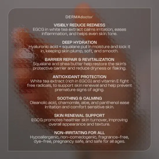 DERMAdoctor Calm Cool + Corrected Tranquility Cream: Moisturizer for Dry, Sensitive, Rosacea-Prone Skin with Squalane & Hyaluronic Acid - 1.7 oz image {3}