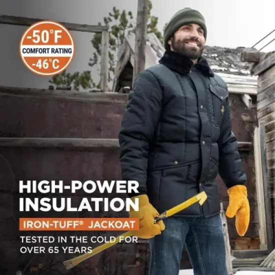 RefrigiWear Men's Iron-Tuff Jackoat Insulated Workwear Jacket with Fleece Collar image {1}