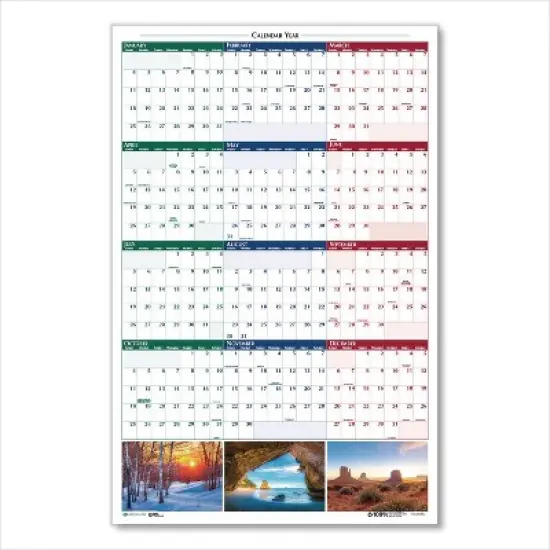 Earthscapes Recycled Reversible/Erasable Yearly Wall Calendar, Nature Photos, 32 x 48, White Sheets, 12-Month (Jan-Dec): 2026 image {2}