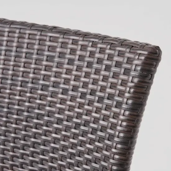 Newcastle 7pc Wood & Wicker Dining Set - Dark Brown - Christopher Knight Home image {3}