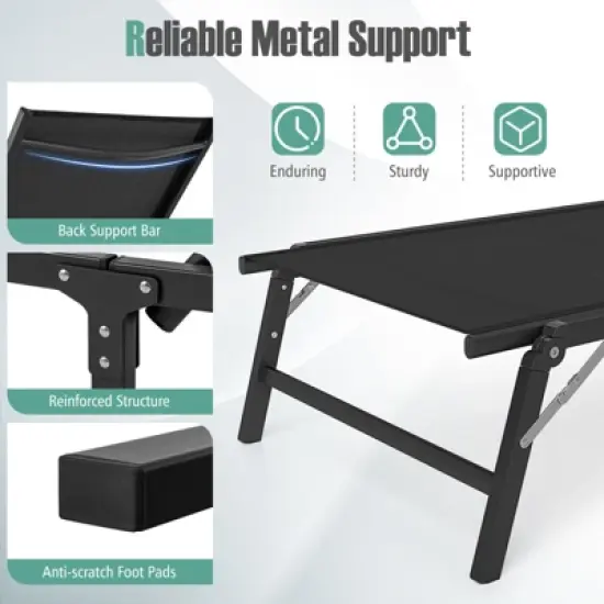 Tangkula Lounge Chair Outdoor Set of 2 Foldable Patio Chaise Lounge Chairs with 5-Position Adjustable Backrests Heavy Duty Metal Frame No Assembly image {7}