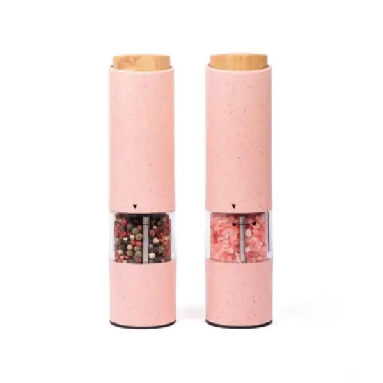 2pcs Electric Salt and Pepper Grinder Set, Automatic Shakers Mill  Powered One Hand Operation Salt Pepper Mill for Kitchen Gadgets Pink image {6}