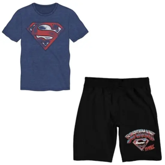 Superman Logo Men's Short Sleeve Shirt & Sleep Shorts Set image {5}