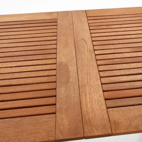 LuxenHome Carmel Solid Wood Extendable Outdoor Dining Table Brown image {7}