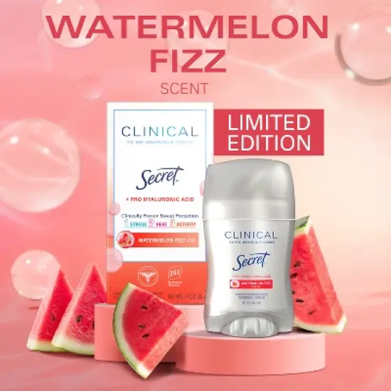 Secret Clinical Strength Invisible Solid Antiperspirant & Deodorant - Watermelon Fizz - 1.6oz image {1}