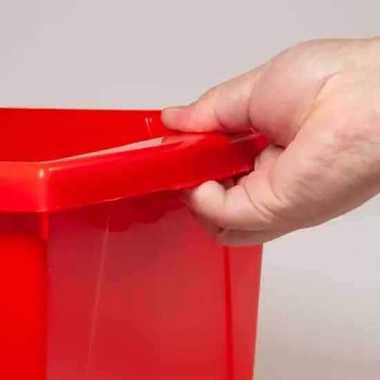 Storex 4 Gallon Storage Bin with Lid, Red image {4}