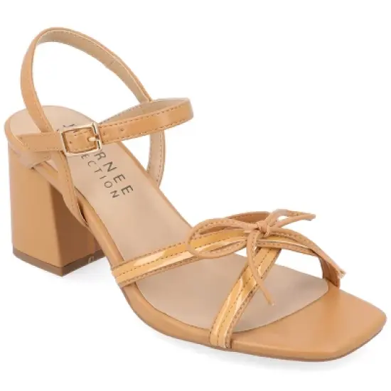 Journee Collection Womens Issmia Two Tone Covered Block Heel Multi Strap Sandals image {11}