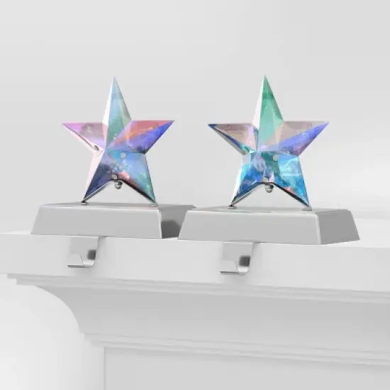 2pk Christmas Lit Iridescent Star Stocking Holder - Wondershop&trade; image {3}