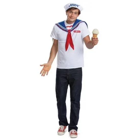 Netflix Stranger Things Adult Scoops Ahoy Disguise Halloween Costume Kit One Size Fits Most: Includes Hat, Collar & Nametag image {3}