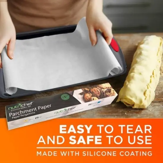 NutriChef Heavy Duty Parchment Paper Roll for Baking, Easy to Cut & Non-stick Cooking Paper for Bread, Cookies, Air Fryer, Steaming, Grilling image {1}
