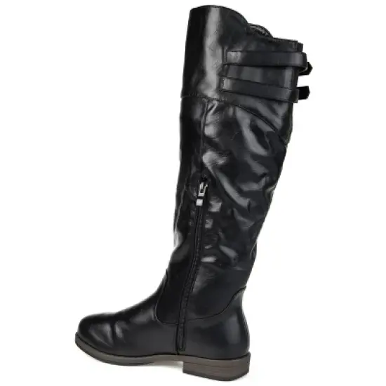 Journee Collection Womens Tori Wide Calf Stacked Heel Riding Boots image {6}