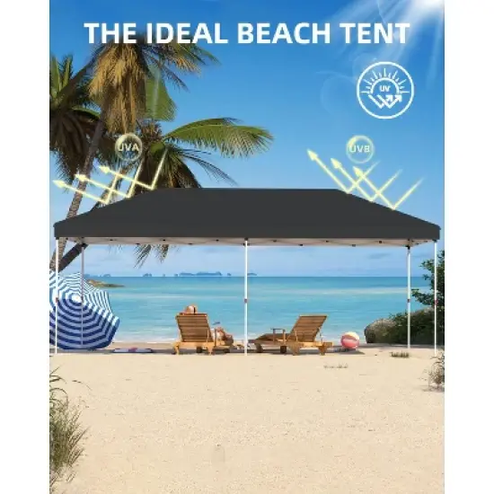 10x20 Pop Up Canopy - 1 Min Setup, 3 Height Adjustments w/Sandbags, UV Protection for Camping, Beach, Parties image {3}